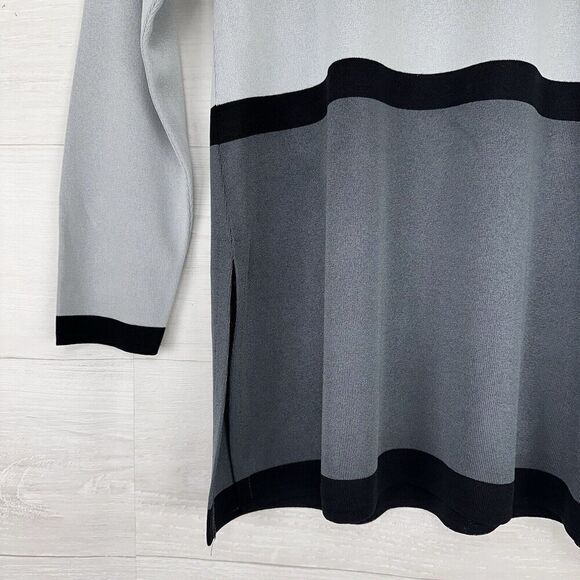 Exclusively Misook Knit Top Size Small Gray Black Long Sleeves Stretch Career - Picture 3 of 11